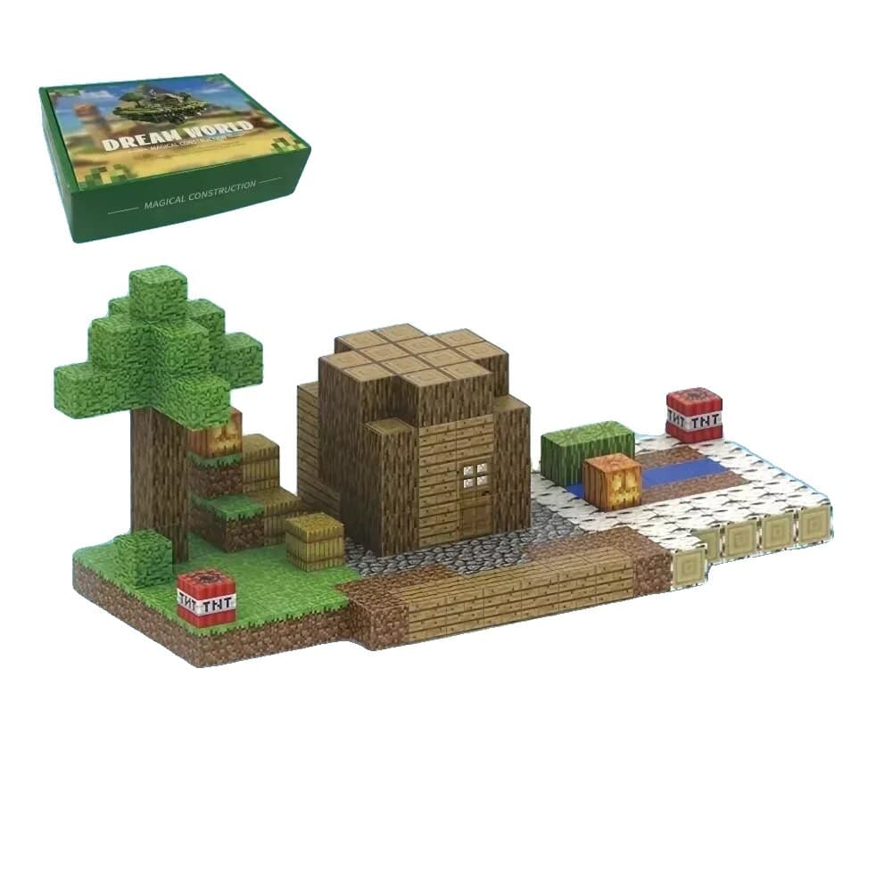 Blocuri magnetice de constructie, 192 piese, compatibile Minecraft, joc educativ STEM pentru creativitate, plastic ABS, 3+ ani