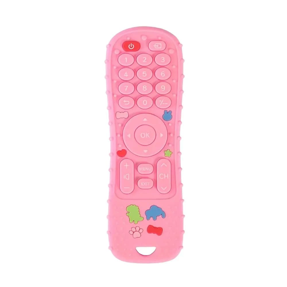 Telecomanda de jucarie pentru dentitie, din silicon, roz, 6 luni+