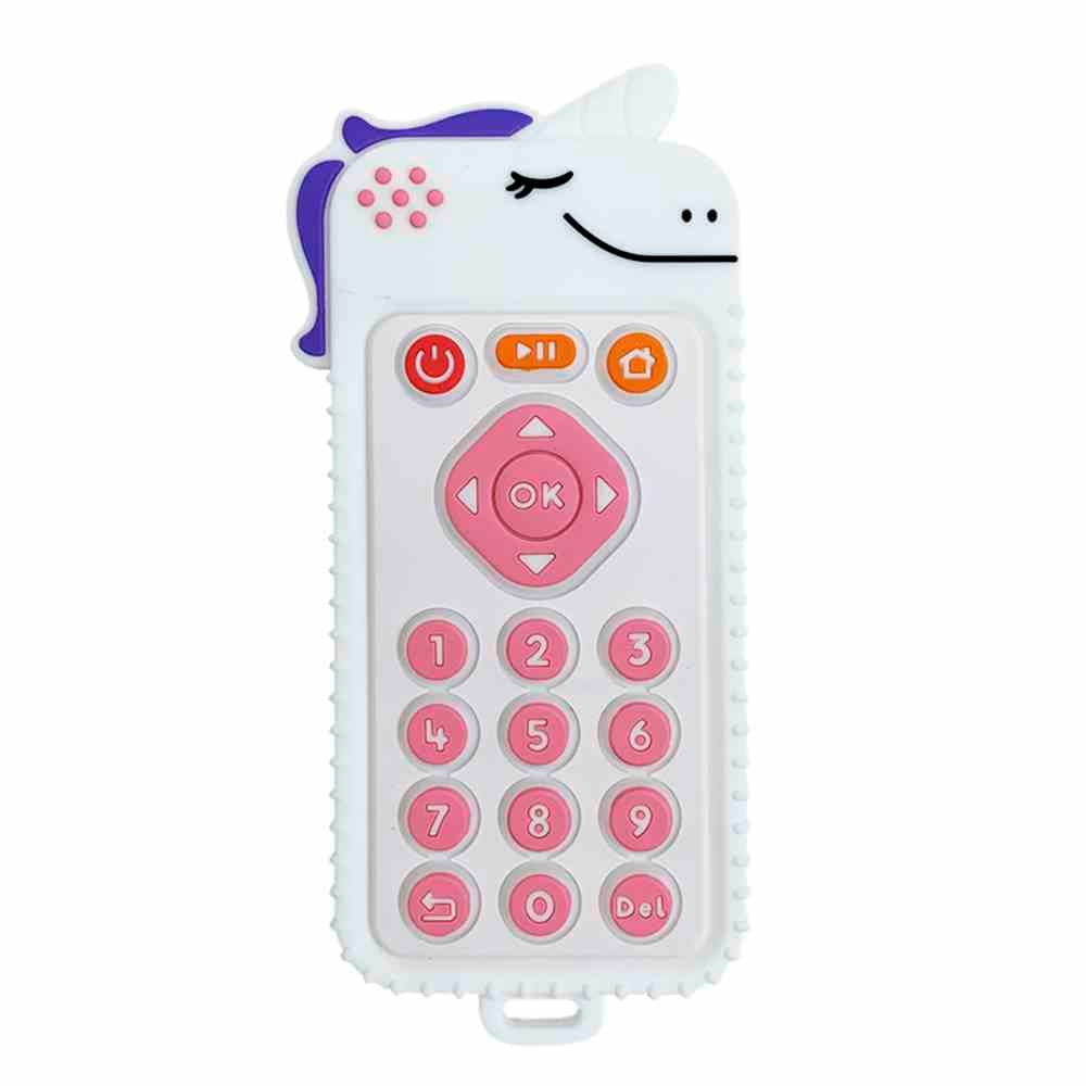 Smartphone de jucarie pentru dentitie, telefon din silicon, alb