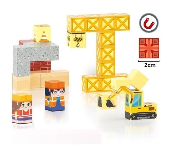 Blocuri magnetice de constructie, 38 piese, compatibile Minecraft, joc educativ STEM pentru creativitate, plastic ABS, Constructii
