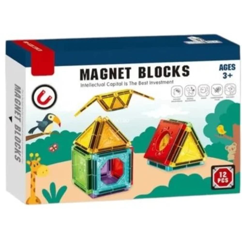 Magnet Blocks - Set Magnetic de Constructii Creative pentru Copii 3+, 12 Piese
