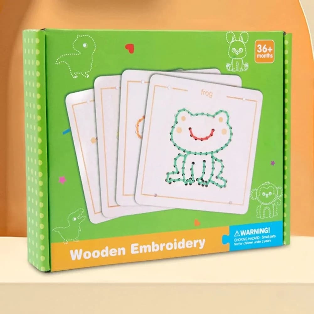 Set Broderie Lemn Copii 3+ Ani - Dezvolta Creativitatea si Indemanarea