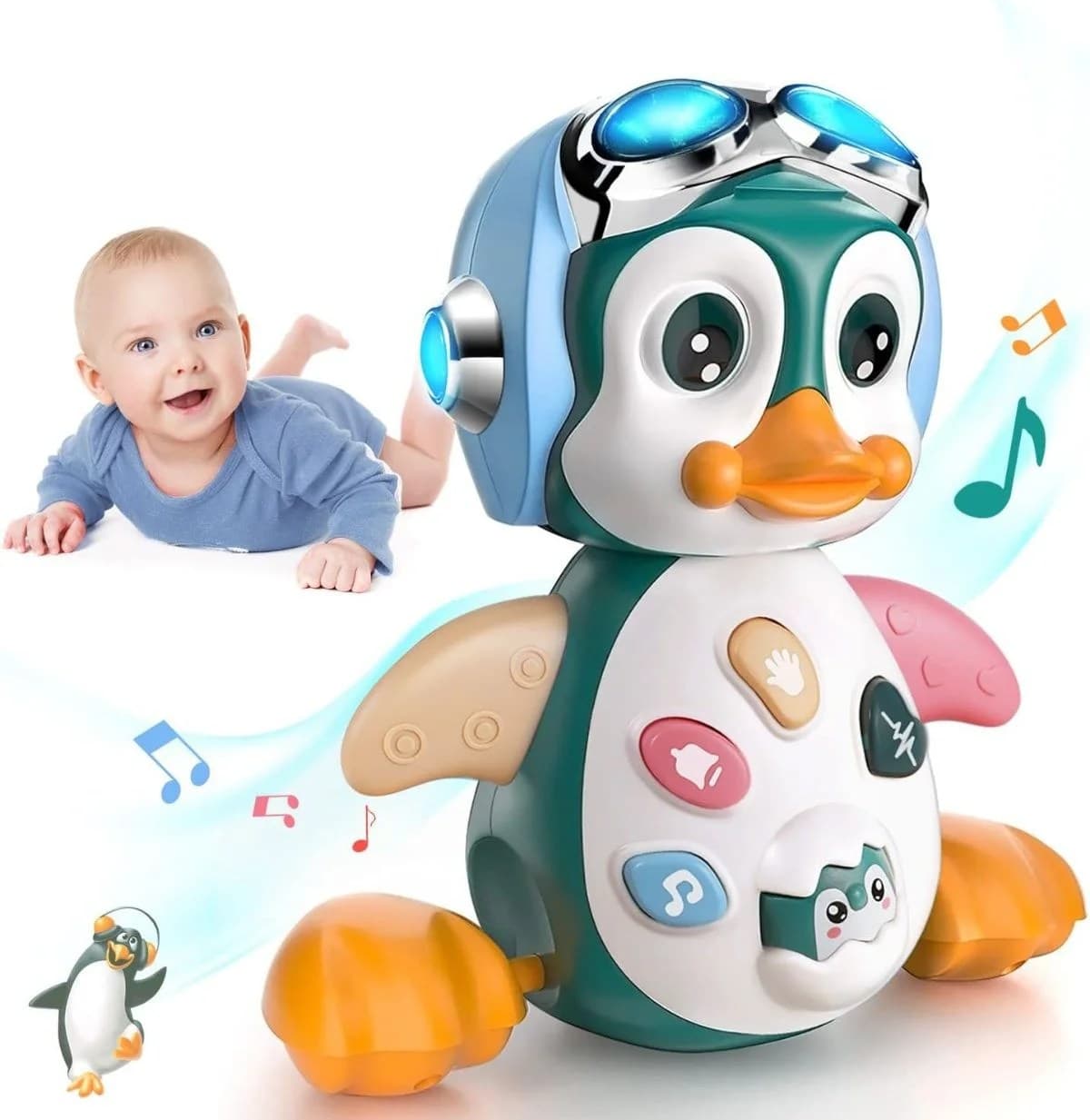 Pinguinul Interactiv pentru Bebelusi cu Lumini si Sunete - O Aventura Muzicala