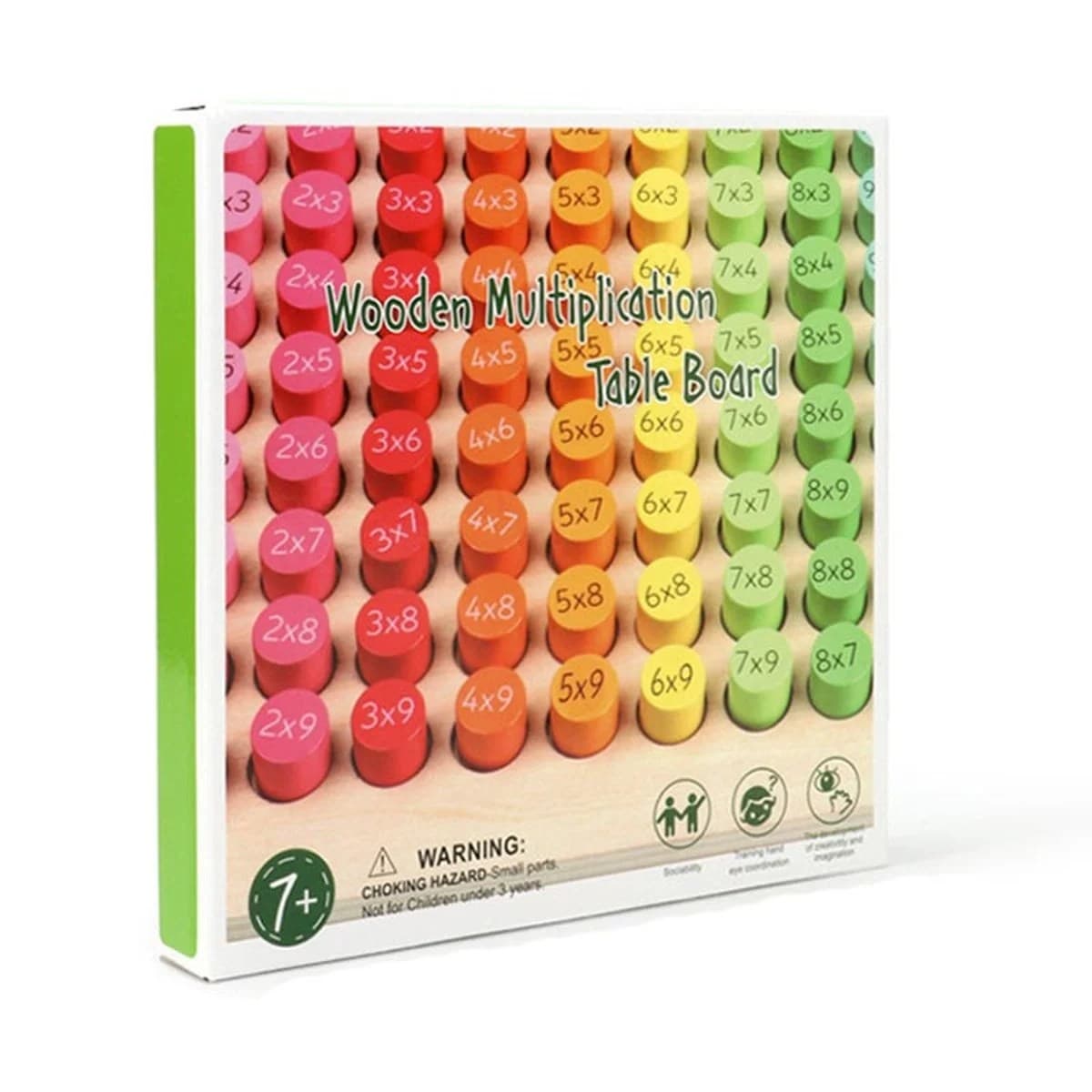 Placa de inmultire din lemn multicolora pentru copii 7+ joc educativ interactiv