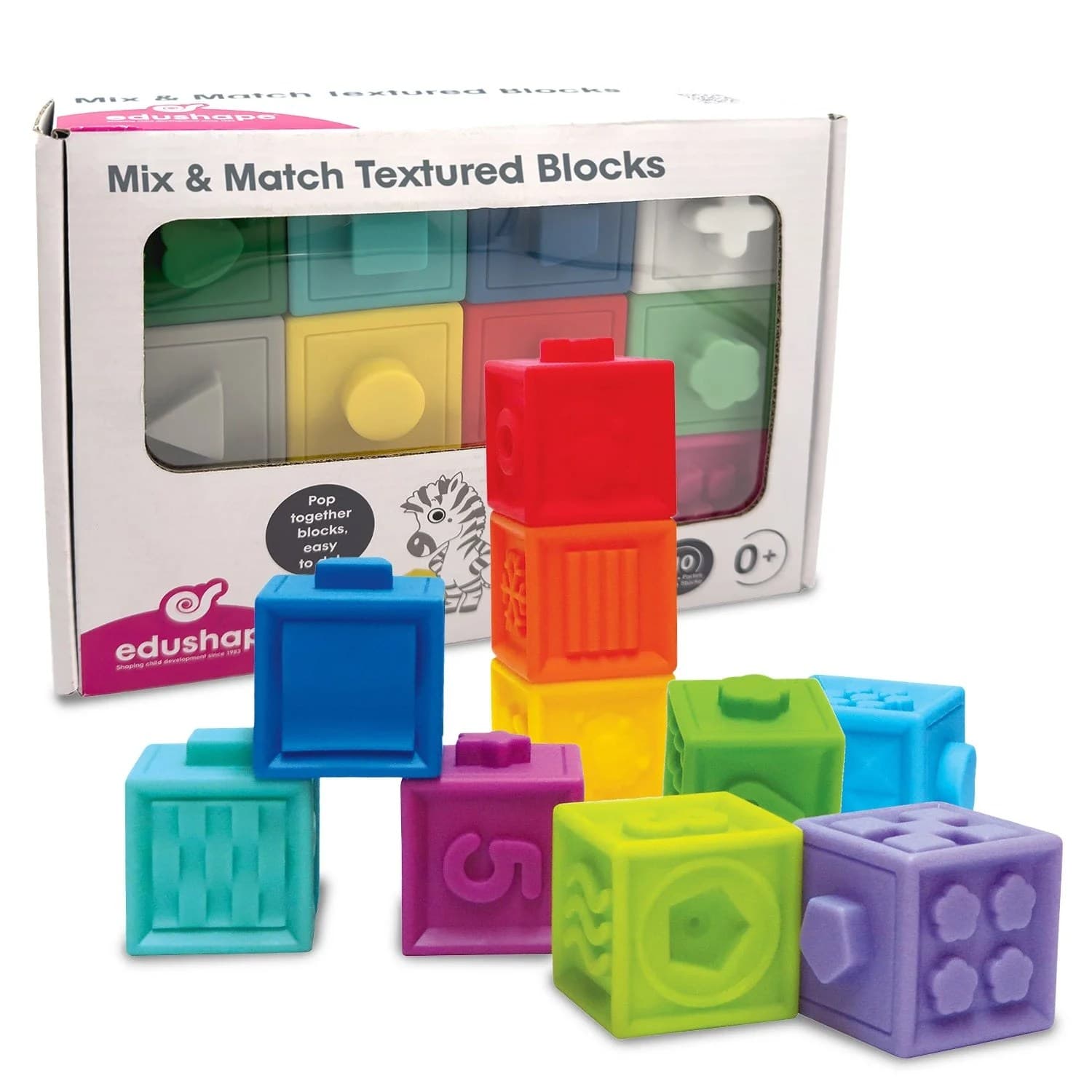 Set educativ cuburi si mingi texturate din silicon moale, colorate, pentru bebelusi de la 6 luni