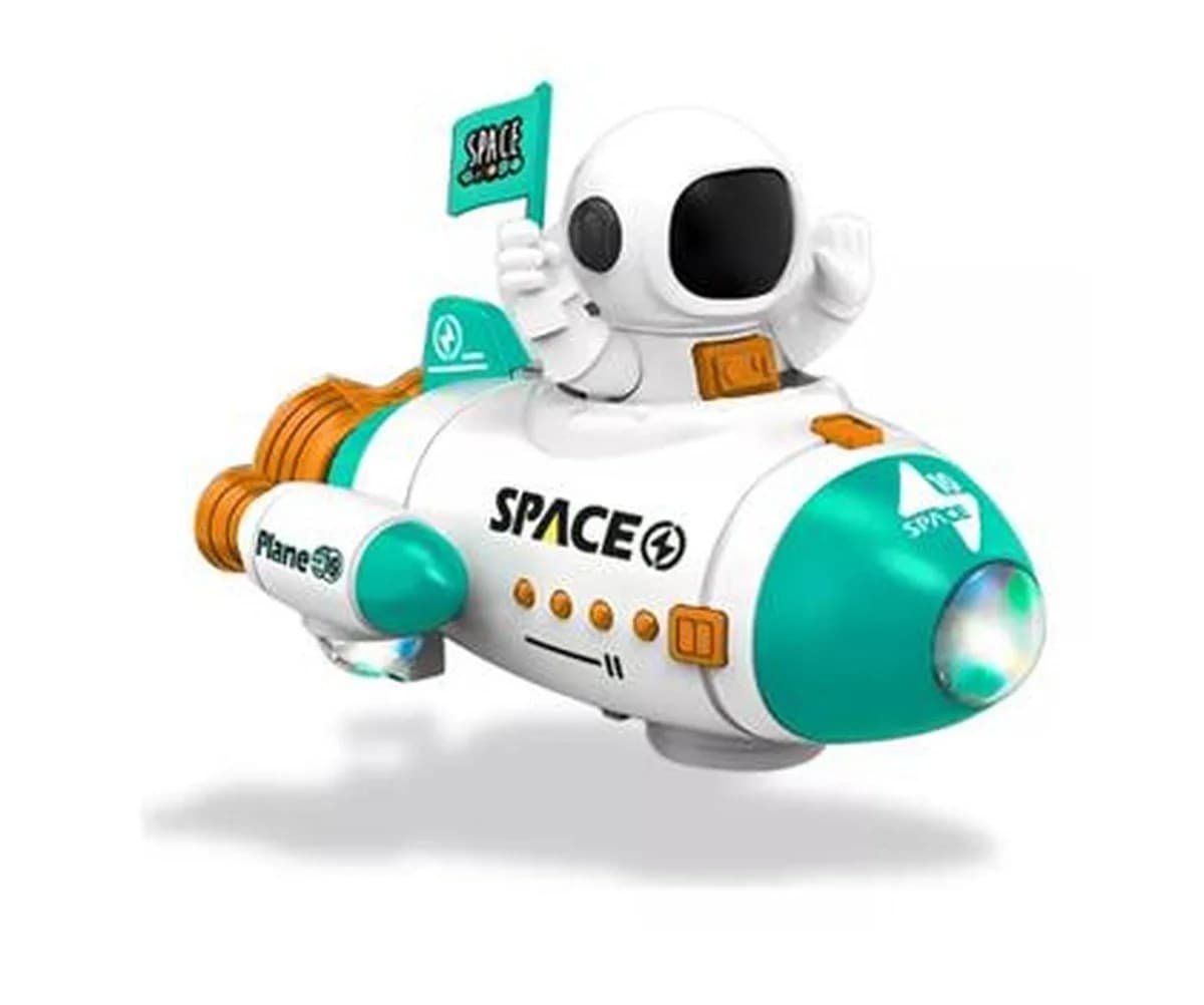 Masinuta robot spatiu cu astronaut, lumini si sunete interactive, rotatie 360 grade, pentru copii 3+ ani
