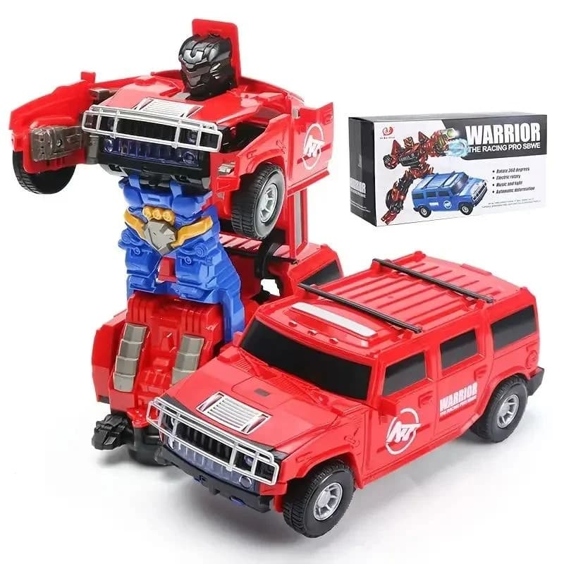 Masinuta robot transformabila Warrior Rosu, 2 in 1, cu lumini si sunete, pentru copii