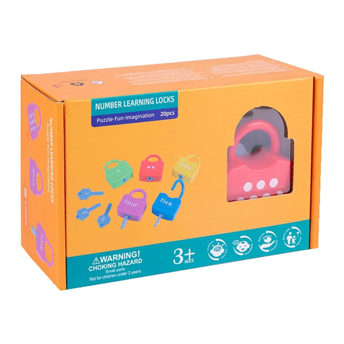 Set educativ de invatare a numerelor cu lacate si chei colorate pentru copii 3+ ani