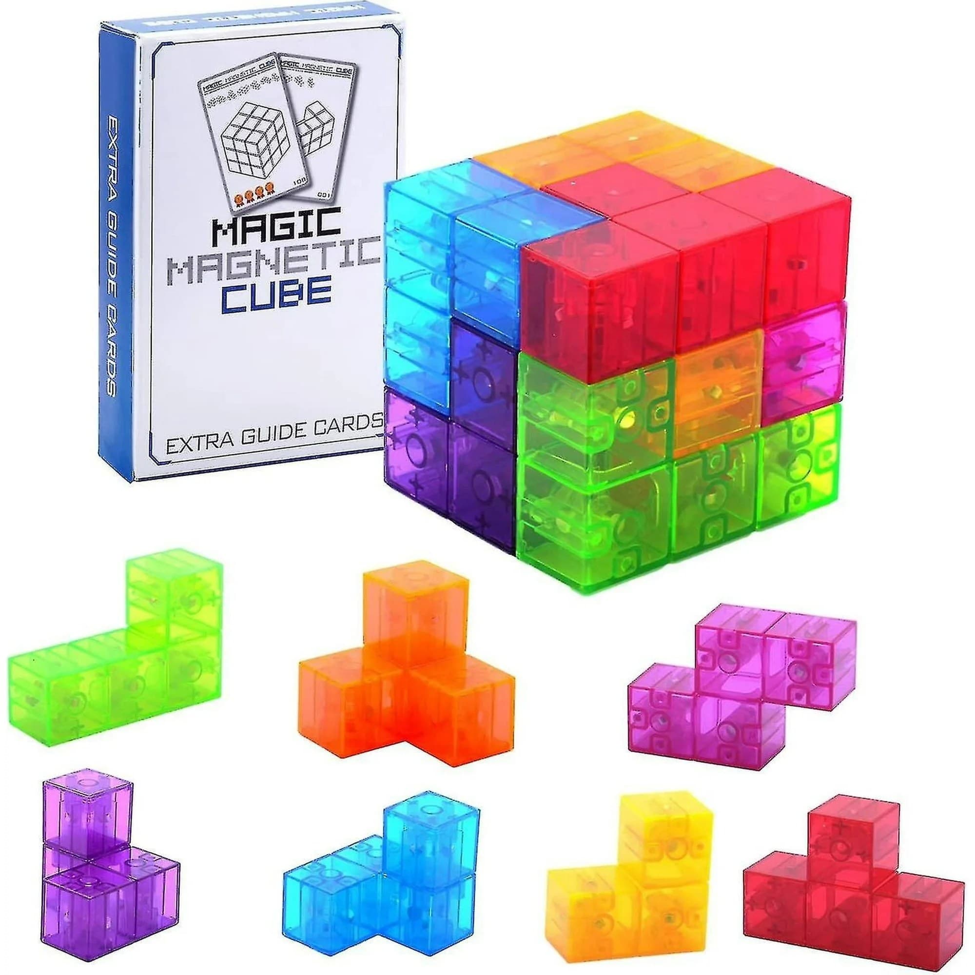 Set educativ de blocuri magnetice mari, 48 piese colorate pentru creativitate si invatare 3+