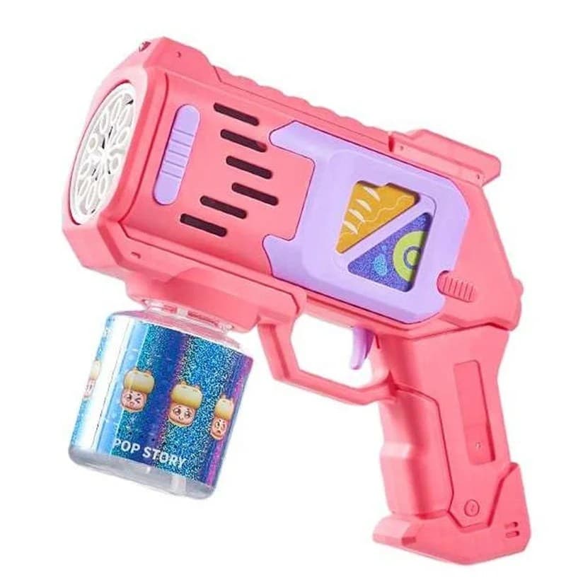 Pistol roz cu bule de sapun Pop Story pentru joaca in aer liber copii si fetite