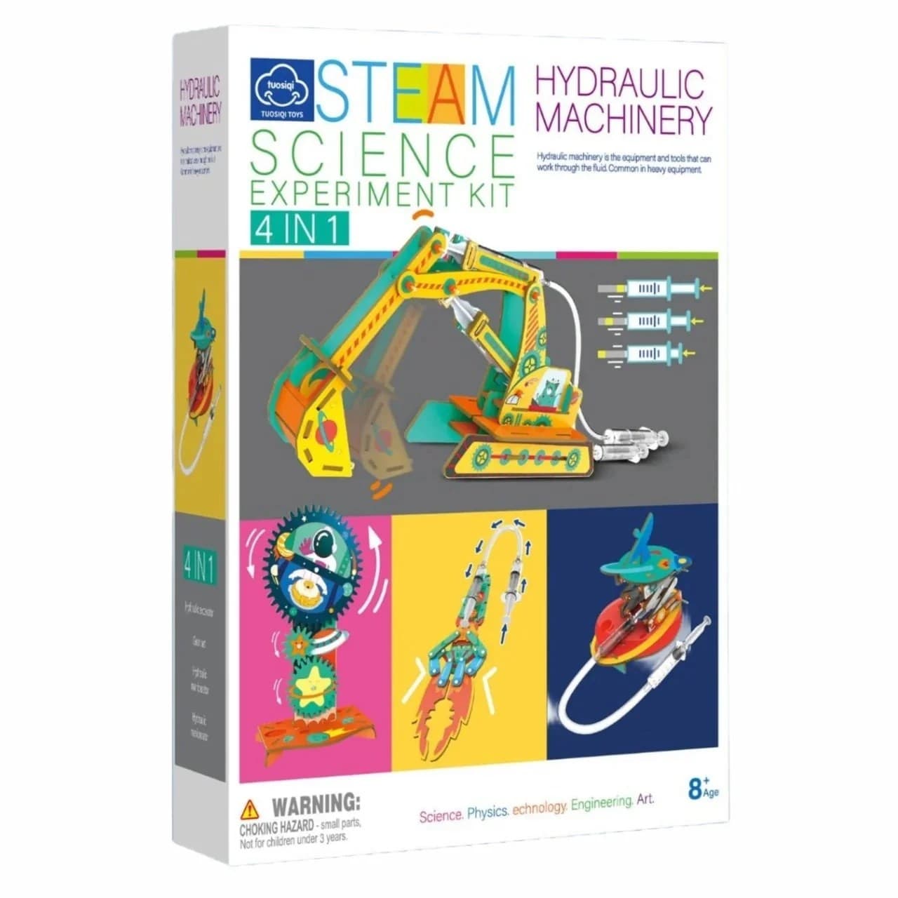 Kit stiintific experimental 4 in 1 STEAM cu mecanisme hidraulice si unelte pentru copii 8+ ani