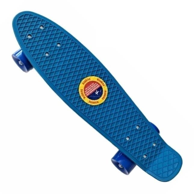 Skateboard penny board albastru din plastic rezistent cu roti PU pentru copii si adolescenti