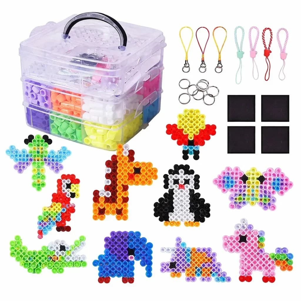 Set mare si colorat cu margele de apa pentru copii, cutie de depozitare si brelocuri