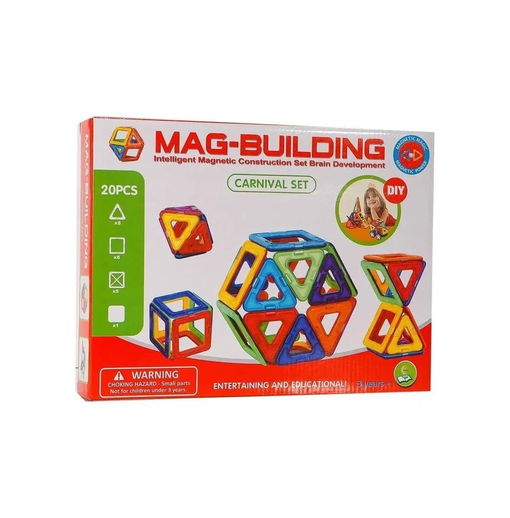 Set Magnetic de Constructie Mag-Building Carnival 20 Piese, Dezvoltare Cerebrala pentru Copii 3 Ani+