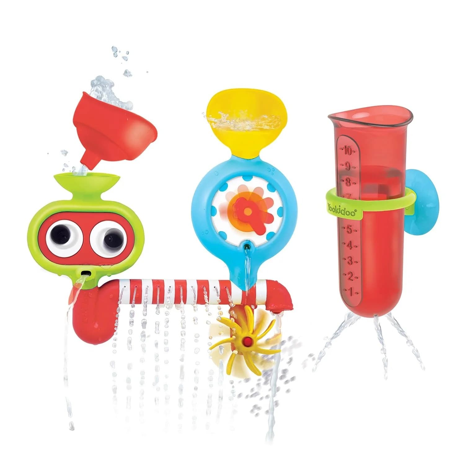 Set Interactiv de Jucarii de Baie Yookidoo, Multicolor, cu Efecte de Apa si Roti Rotative pentru Copii Mici