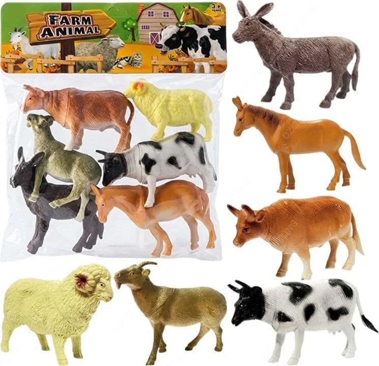 Set mare de figurine animale de ferma, educativ pentru copii mici si prescolari, 6 animale