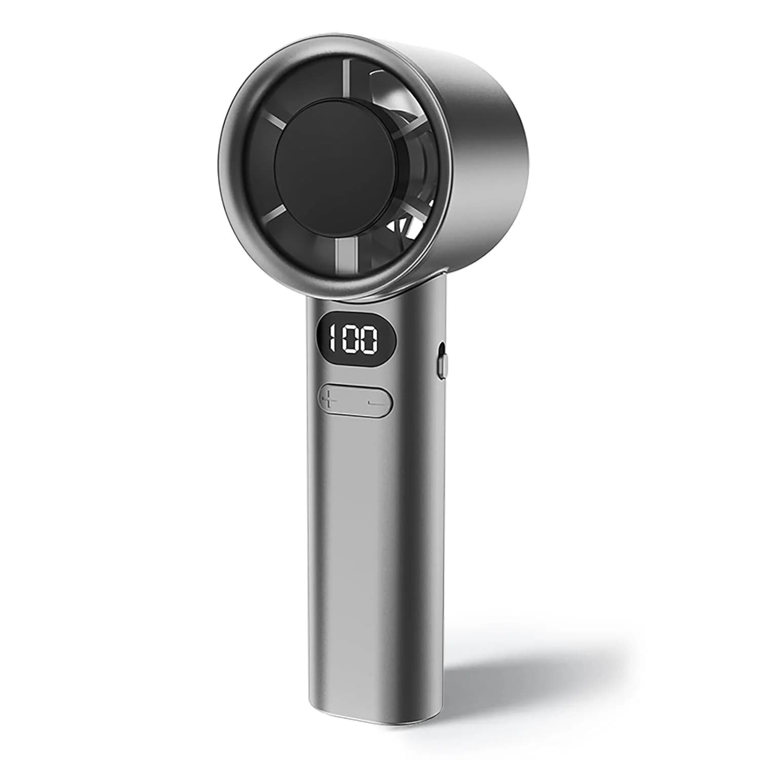 Ventilator portabil fara palete cu display digital si control de viteza elegant gri
