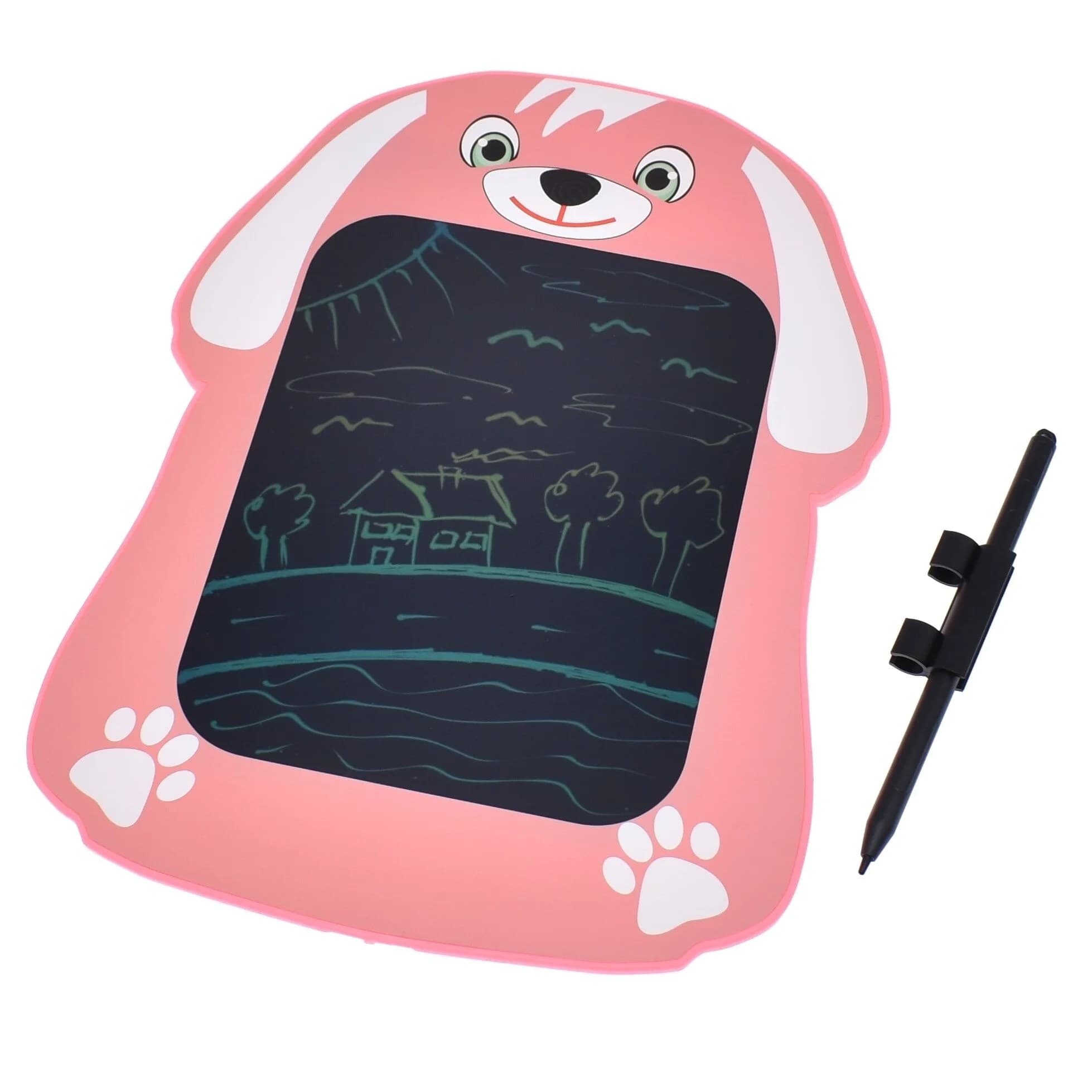Tableta de desen lcd cu ecran color, in forma de catelus, ideala pentru copii, roz
