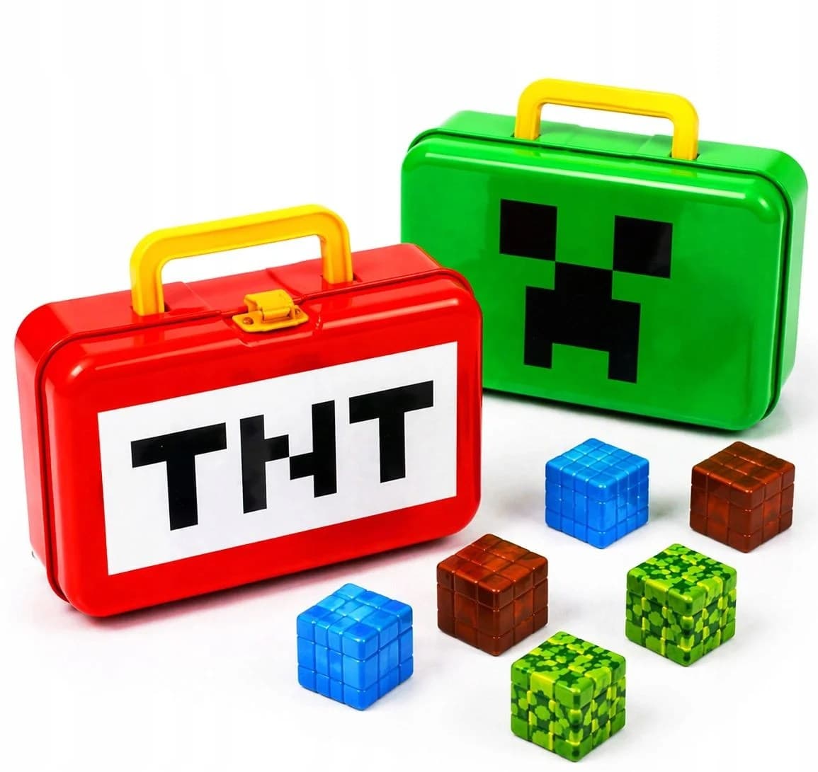 Cutie portabila minecraft tnt sau creeper cu cuburi mici de colectie
