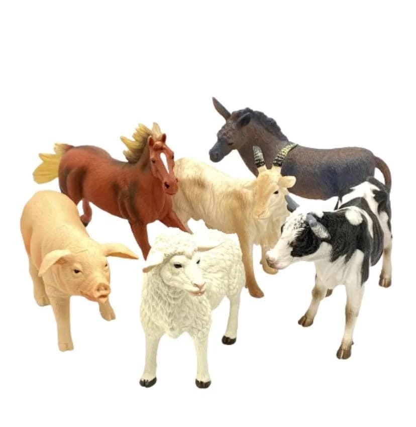Set educativ cu 6 figurine mari de animale de la ferma pentru copii, 16 cm