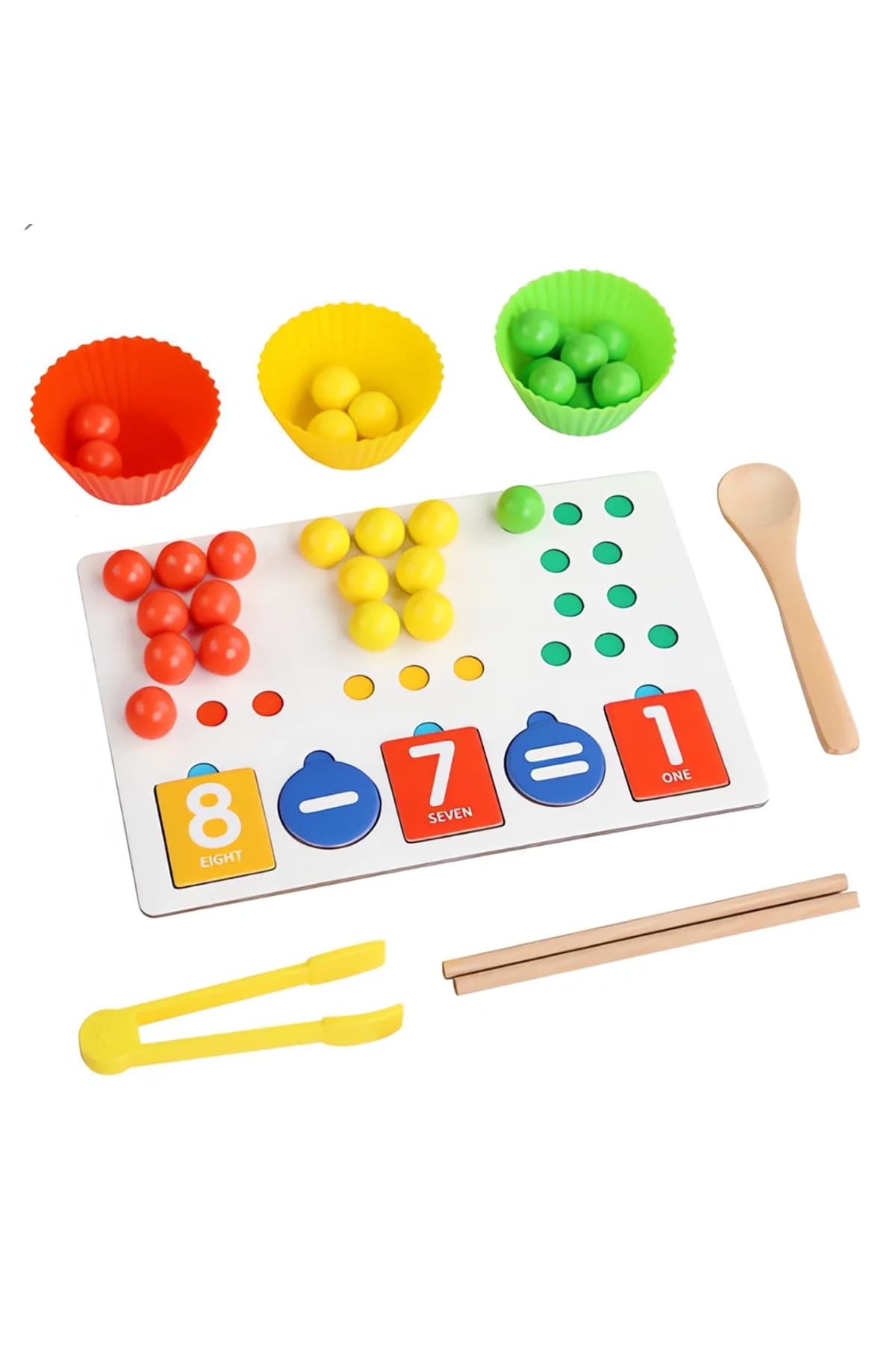 Set educativ montessori din lemn pentru invatarea numerelor si a operatiilor de baza