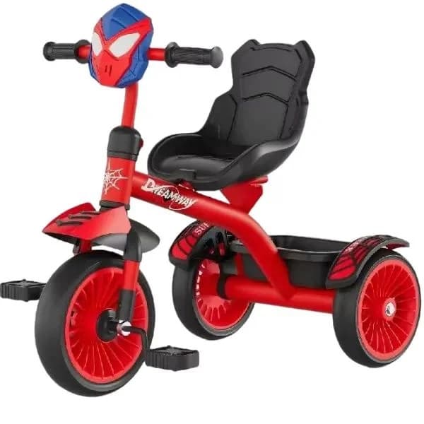 Tricicleta pentru copii dreamway spiderman rosie cu pedale si roti rezistente si confortabile