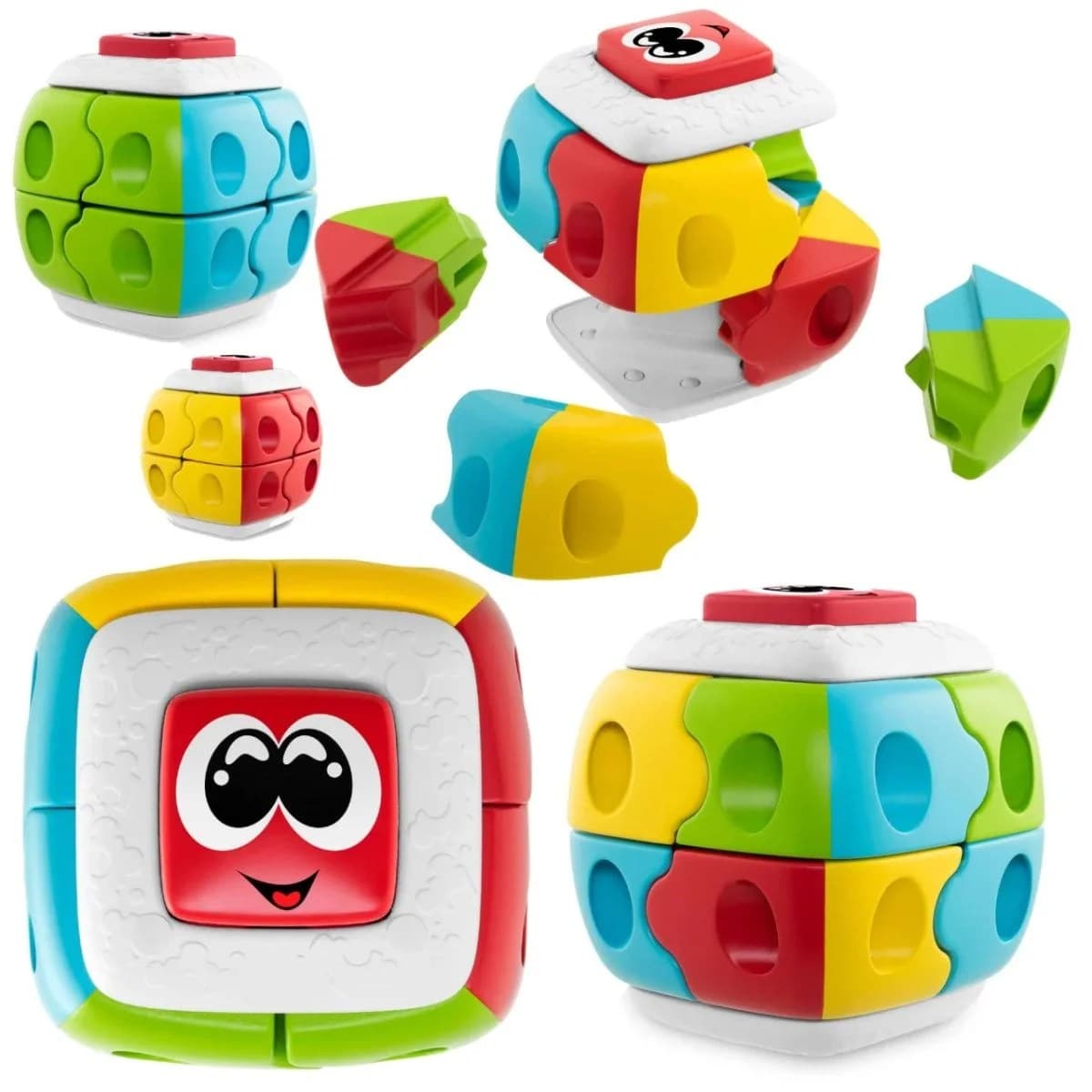 Set interactiv de cuburi modulare colorate pentru constructie si dezvoltare senzoriala copii