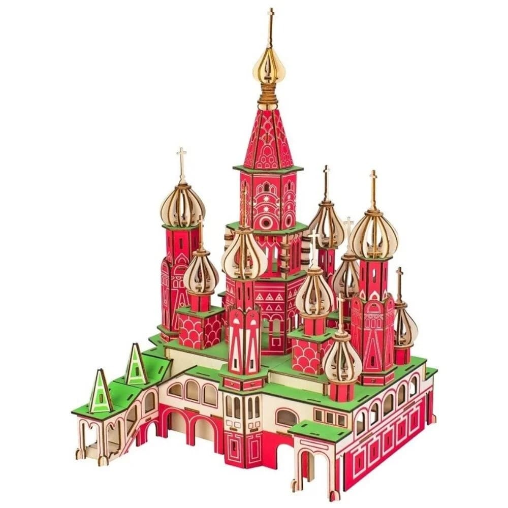 Puzzle 3D din lemn Catedrala Sfantul Vasile, model arhitectural complex, 484 piese