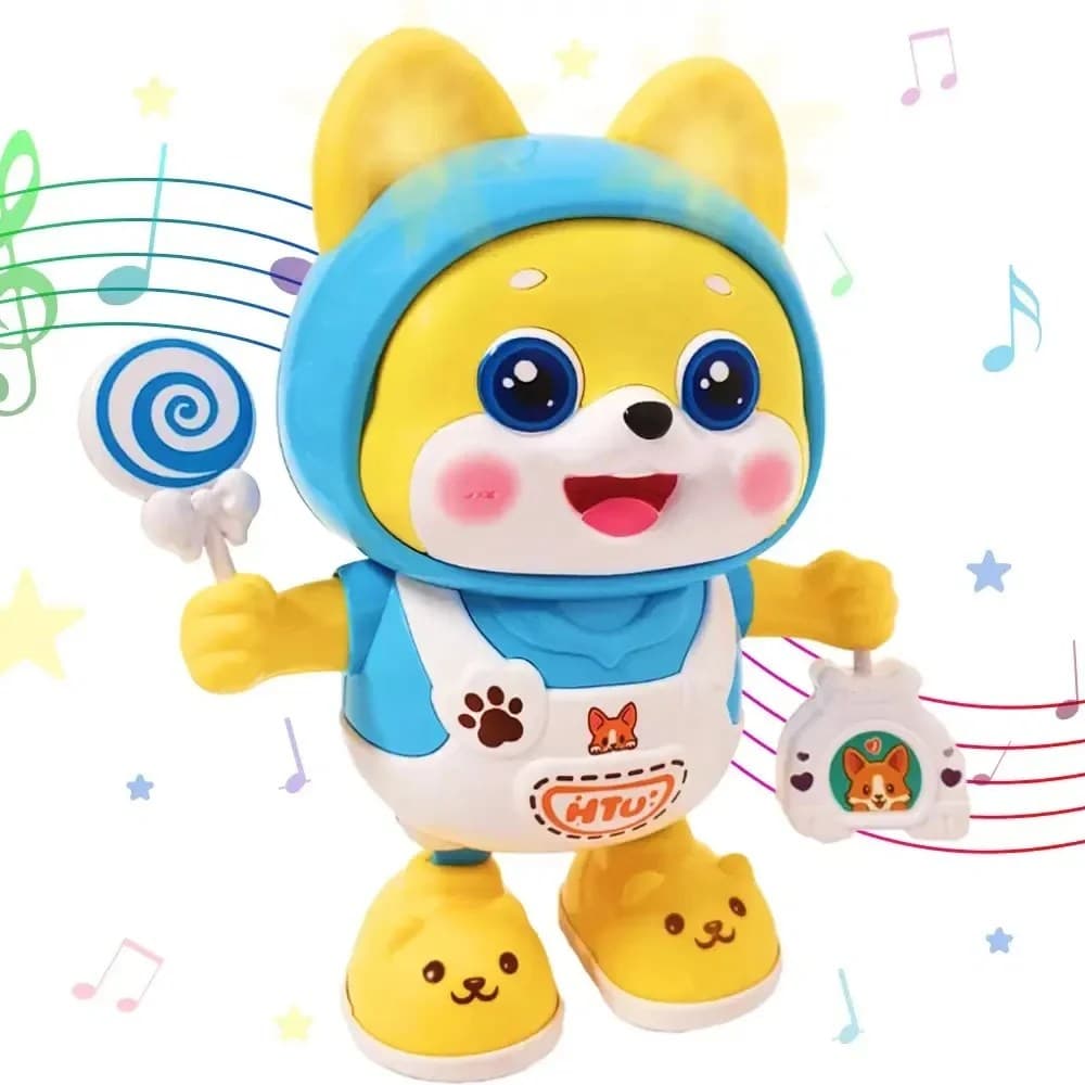 Jucarie catelus interactiv muzical si luminos care danseaza pentru bebelusi si copii mici