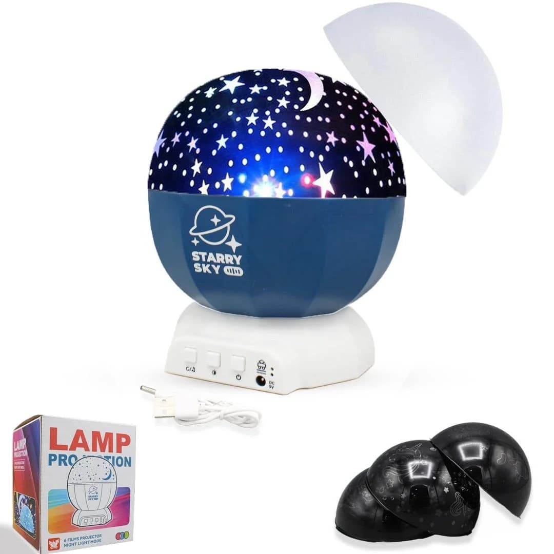 Proiector lampa de veghe starry sky cu 6 teme si mod lumina de noapte pentru camera copiilor