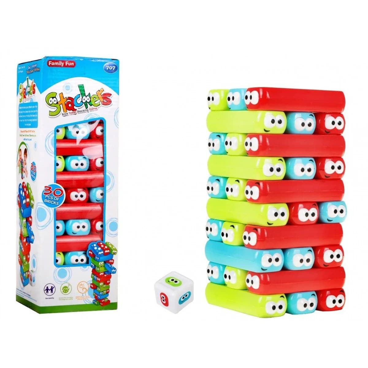 Joc de echilibru stackers brick tower jenga junior pentru copii multicolor