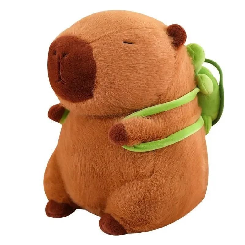 Jucarie de plus capibara adorabila cu ghiozdanel broscuta de 30 cm