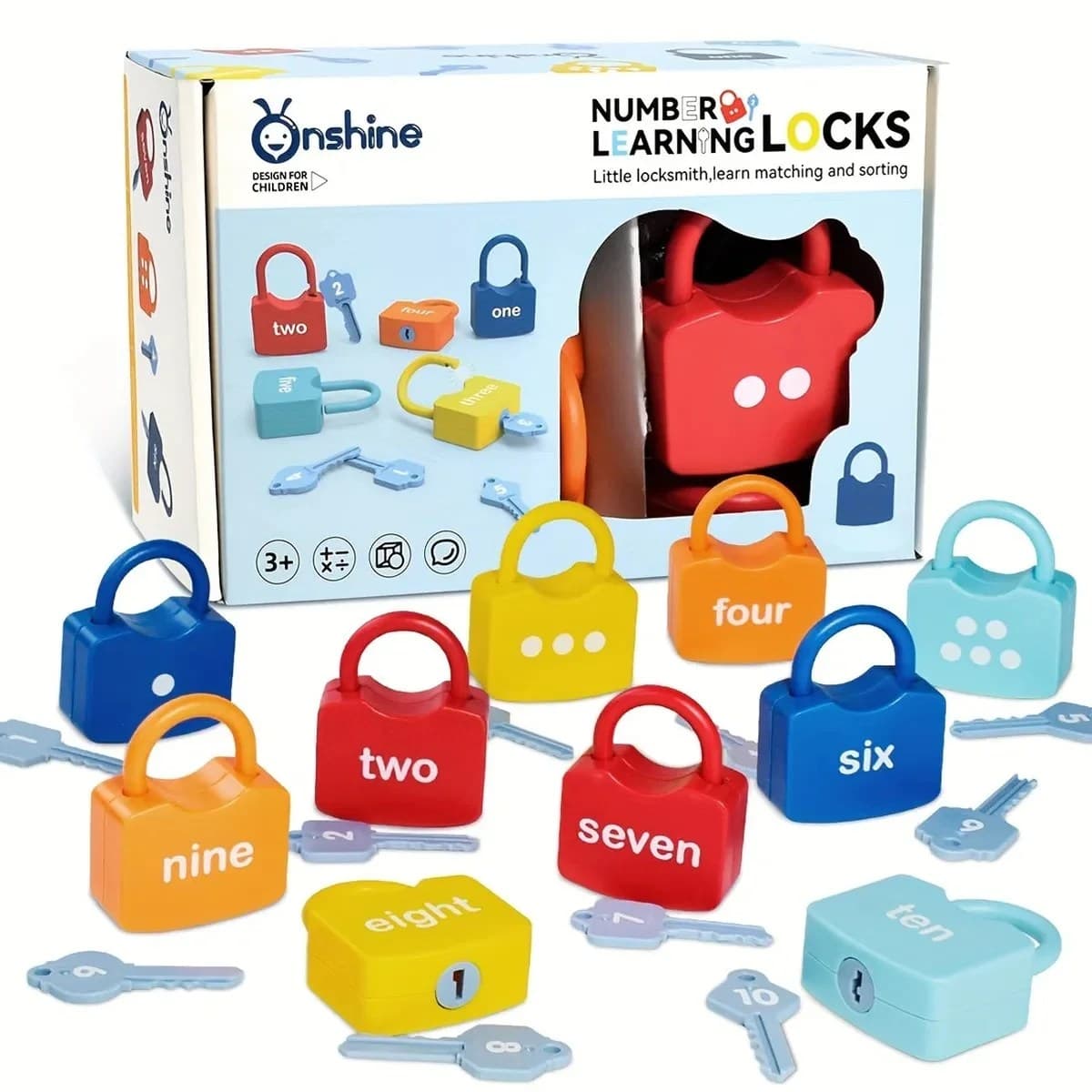Set educativ onshine cu lacate si chei numerice pentru invatarea cifrelor si asocierilor