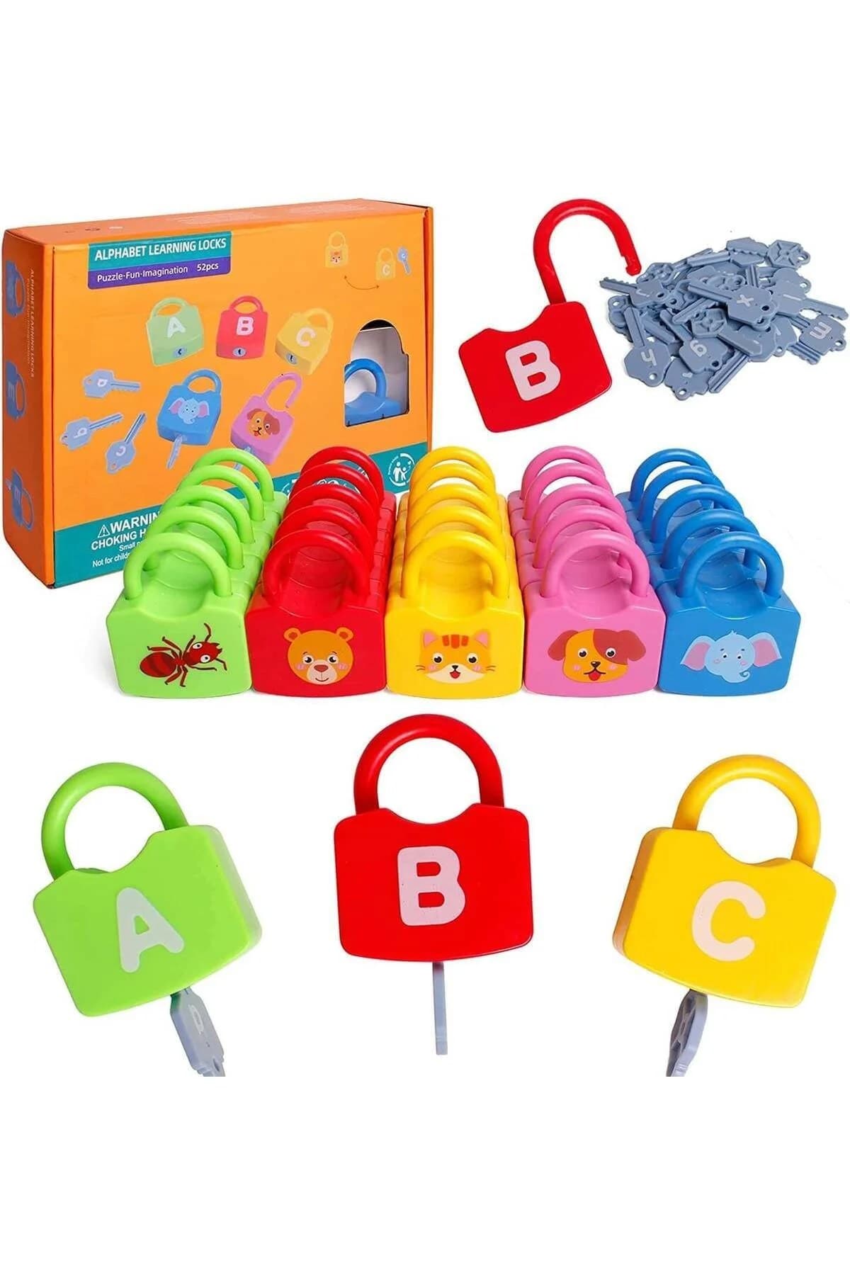 Set educativ montessori cu lacate si chei pentru invatarea literelor si numerelor