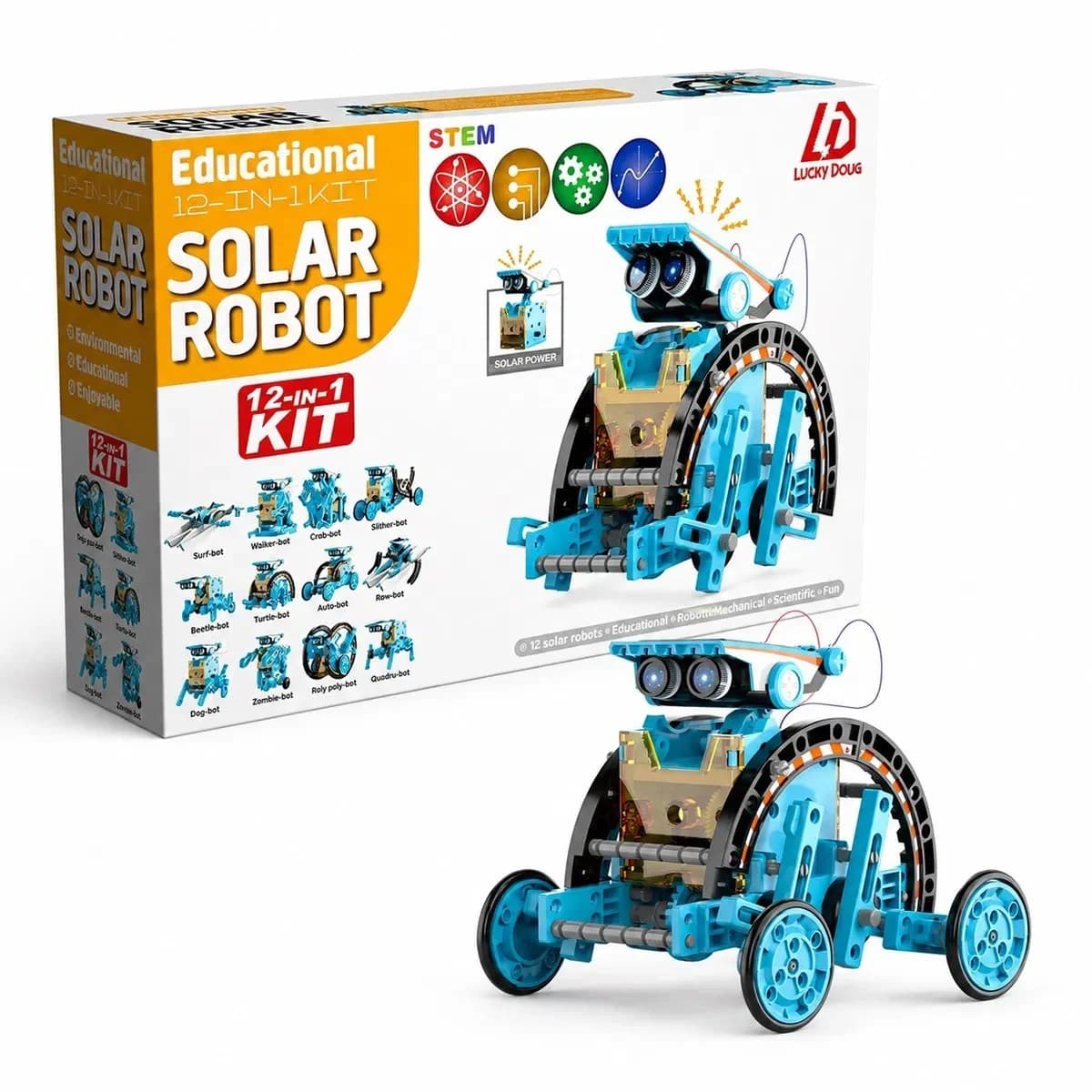 Kit educativ 12 in 1 robot solar de construit, stem si energie regenerabila pentru copii