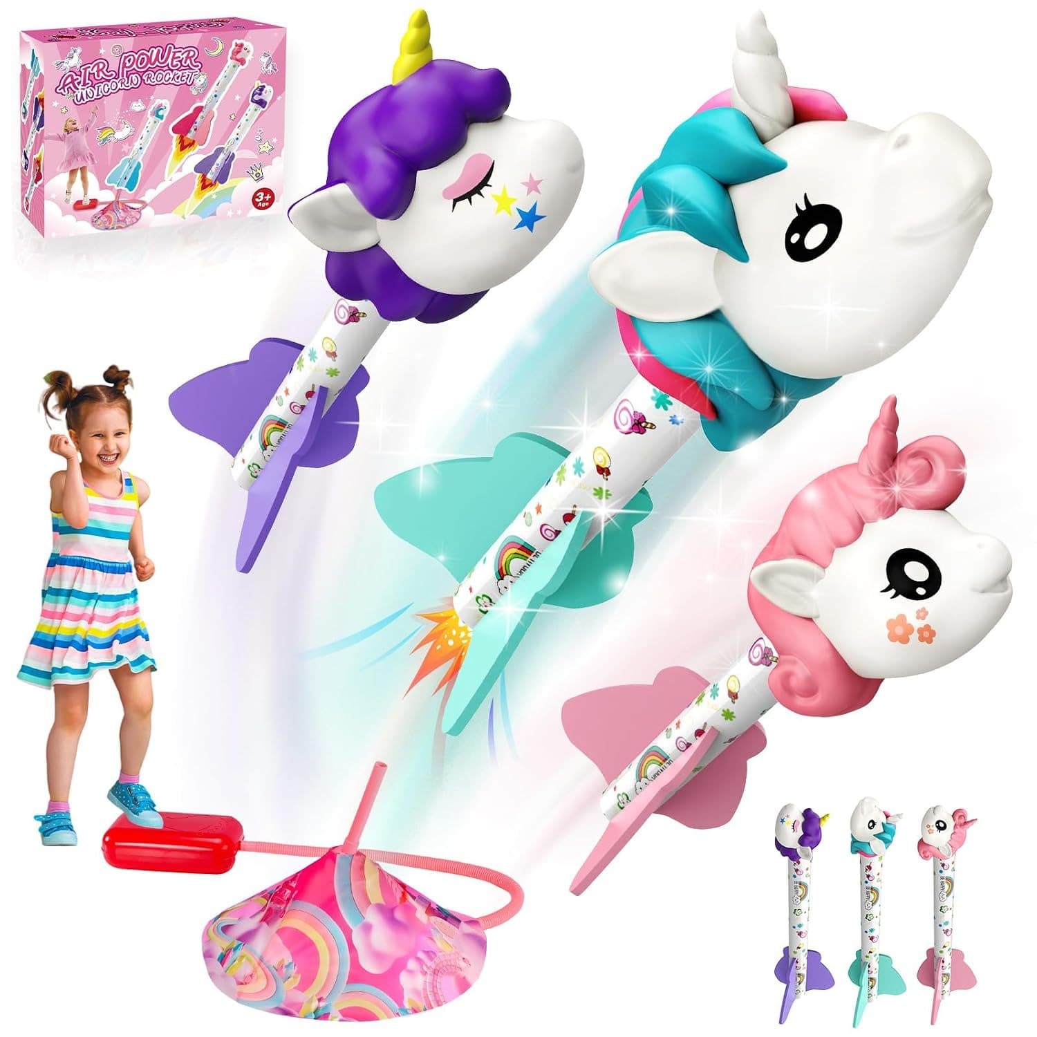Set de lansator rachete unicorn air power pentru copii, moale si rezistent, ideal pentru joaca in aer liber
